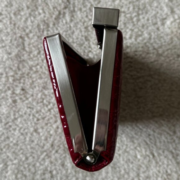 LOFT Patent Clutch / Purse - Red Embossed Animal Print - Picture 5 of 8